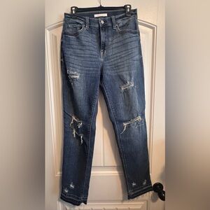 eunina Distressed Medium Blue Boyfriend Jeans
